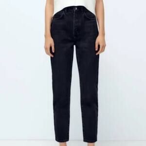 Zara dark mom high rise slim mom leg ankle jeans size 2